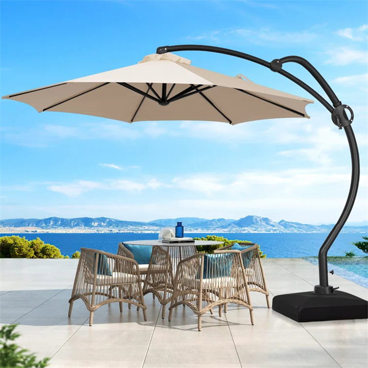 Parasol en porte-à-faux suspendu en forme de S pour patio de 10 pieds