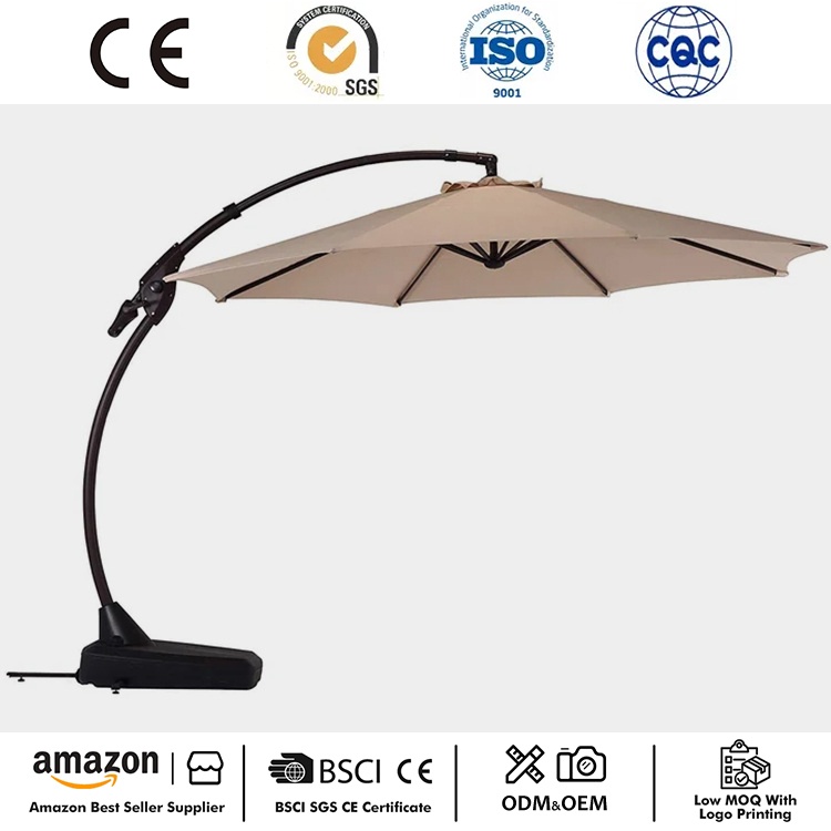 Parasol en porte-à-faux courbé de 12 pieds avec base