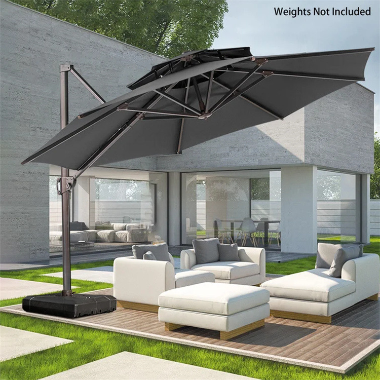 Parasol de terrasse en porte-à-faux à double dessus de 12 pieds