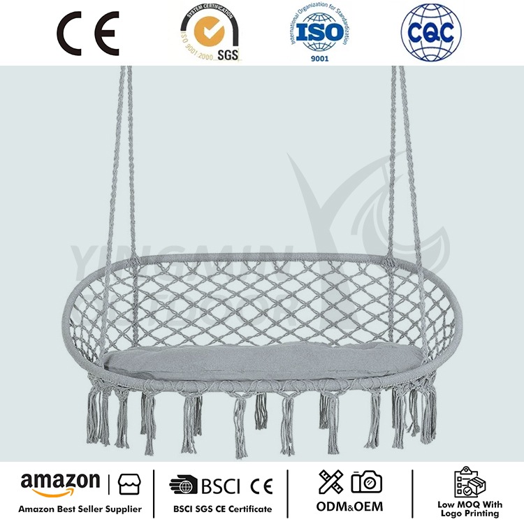 Chaise hamac balançoire en macramé pour 2 personnes