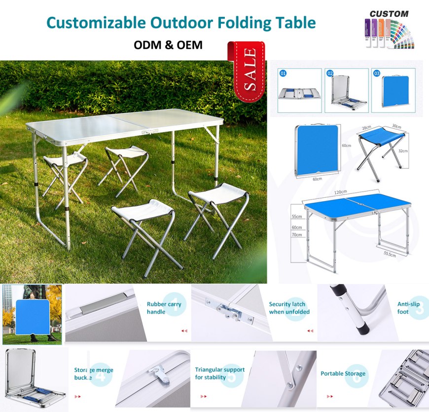 Ensemble table et chaises pliantes en aluminium