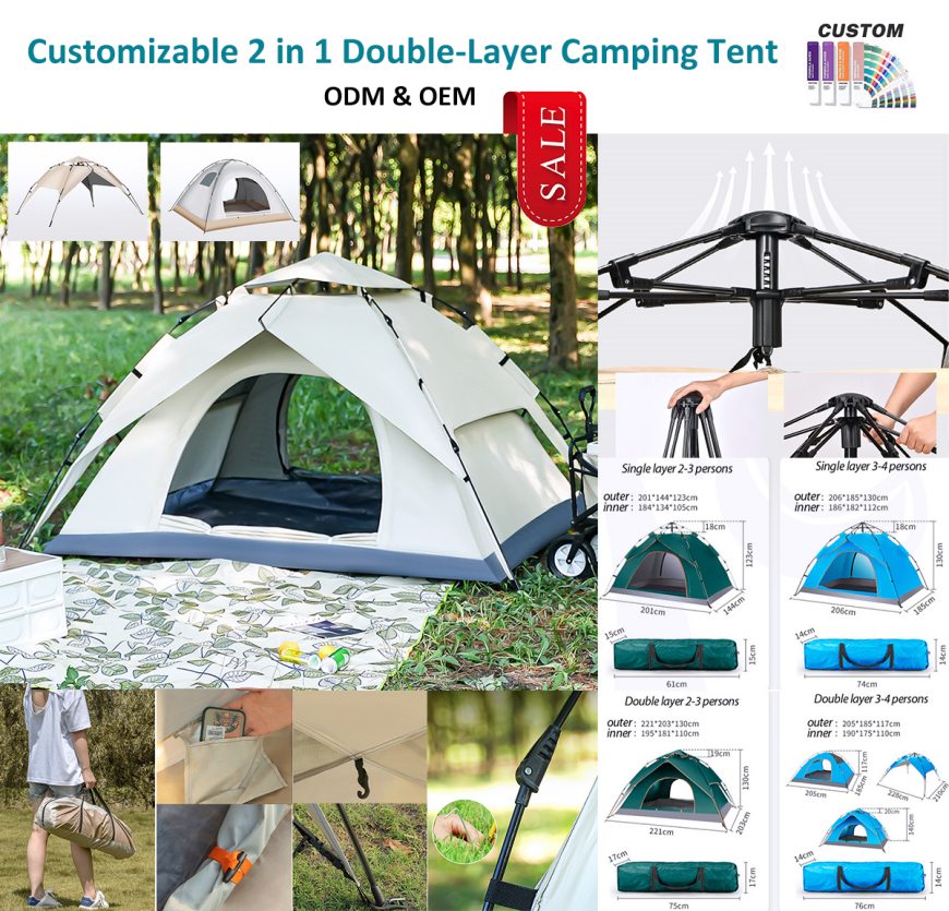 Tente à installation rapide pour le camping qui se double d'un auvent de plage !