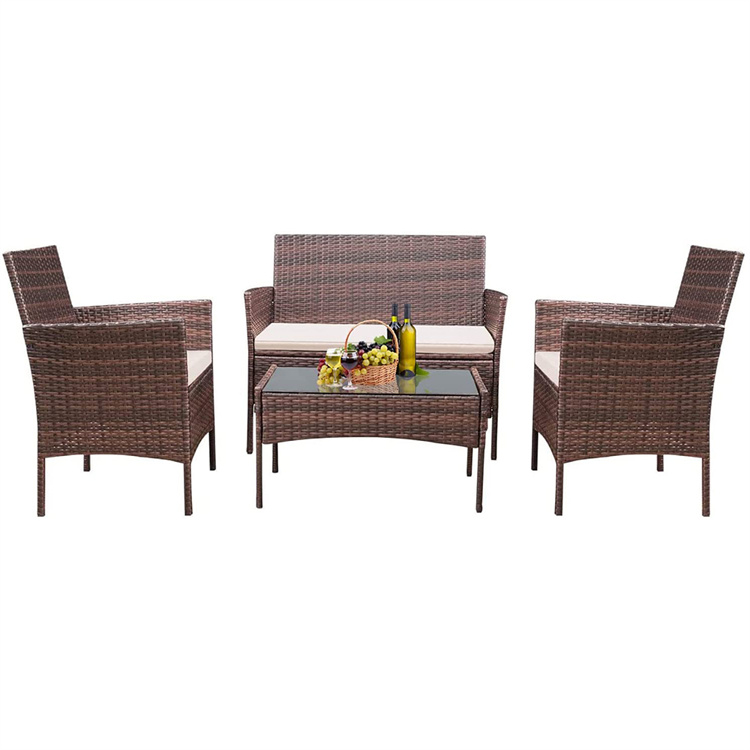 Ensemble de meubles de patio en rotin 4PCS