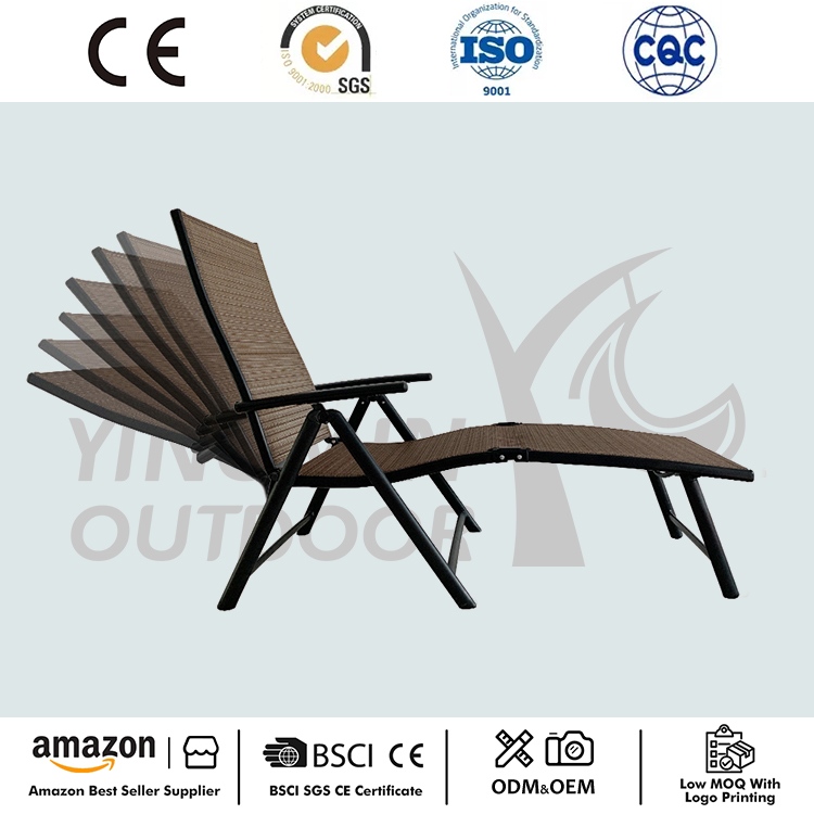 Chaise longue en aluminium pliable à 7 positions