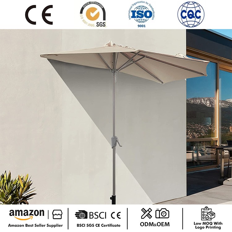 Parasol extérieur de terrasse semi-circulaire de 9 pieds