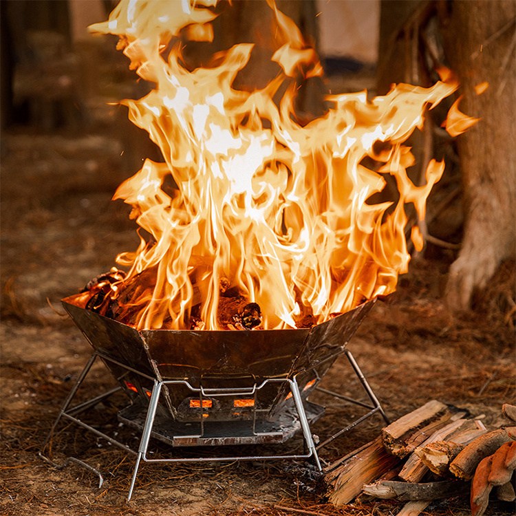 Foyer de camping pliable pour feu de camp