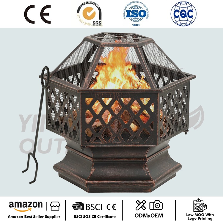 Foyer en acier au fini bronze Hexagon Wood