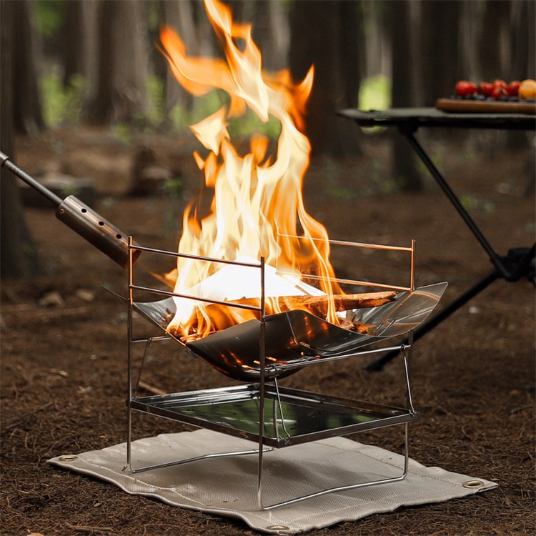 Support de feu de joie pliable multifonction