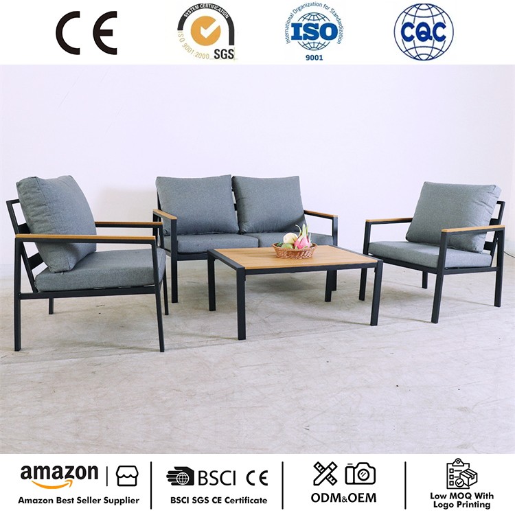 Ensemble de conversation extérieur en acier 4 pièces