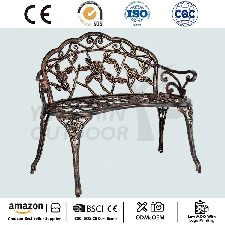 Banc en aluminium moulé jardin extérieur en métal