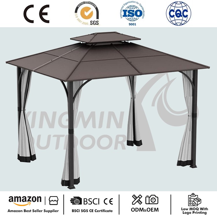 Gazebo à toit rigide à cadre en acier patio