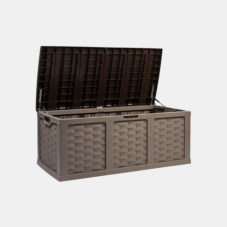 Boîte de terrasse en plastique en rotin brun de 153 gallons